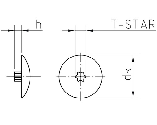 Teknisk ritning av en T-stjärnskruv med dimensioner