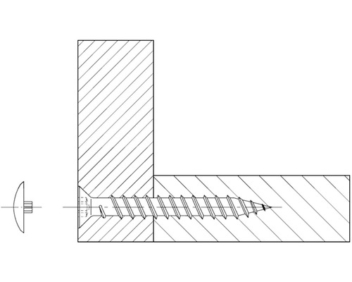 Illustration av en träskruv som fäster två träbitar