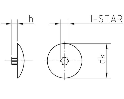 Teknisk ritning av en I-stjärnskruv med dimensioner
