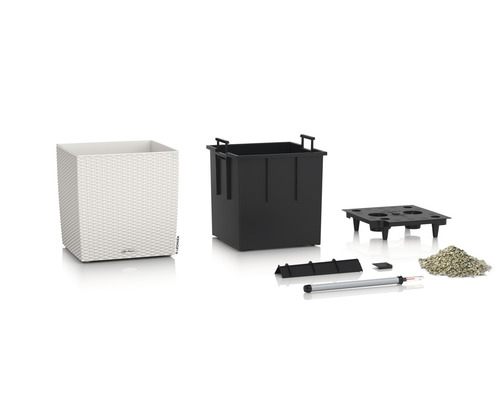 Lechuza Cube Cottage 30 komplett set med planteringskärl, insats, bevattningssystem och substrat
