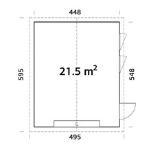 Planritning med dimensioner för trädgårdshuset