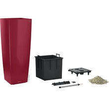 Självvattnande blomkruka LECHUZA Cubico 40 plast 40x40x105cm röd inkl. substrat
