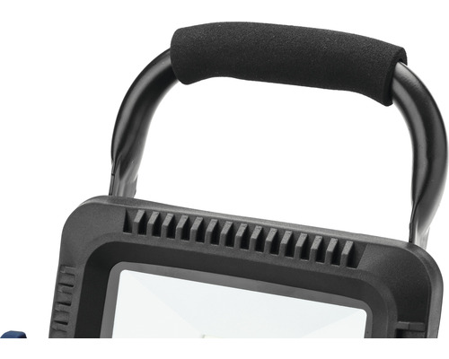 Detaljvy av en bärbar lampa med handtag