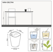 Självvattnande blomkruka LECHUZA Deltini Mini plast Ø10x13cm vit