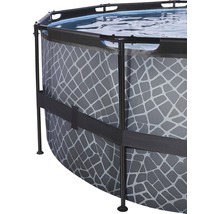 Pool EXIT StonePool Ø450x122cm inkl. sandfilterpump & överdrag stenutseende