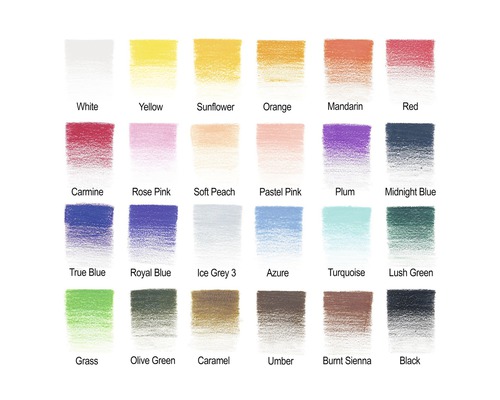 Färgval för färgkritor med olika nyanser.