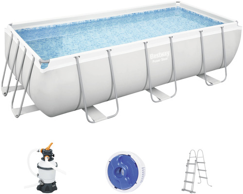 Pool BESTWAY Power Steel™ 404x201x100cm inkl. sandfilterpump & stege grå