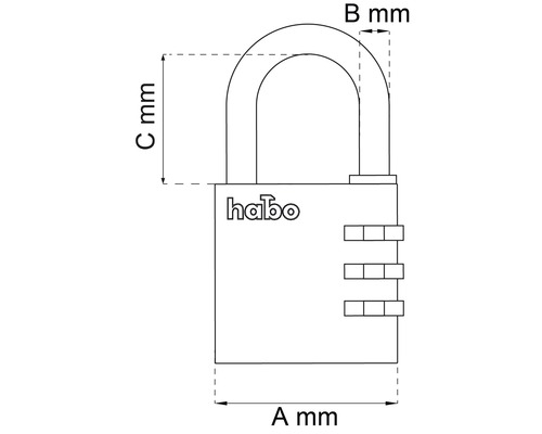 Bild av ett kombinationslås med måttangivelser