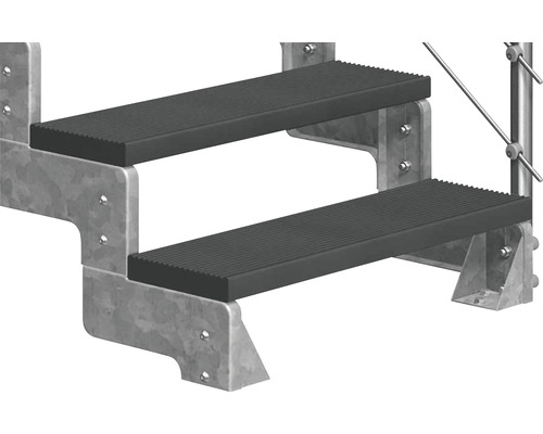 Trappa med två steg och metallstruktur