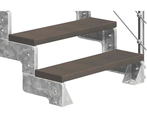 Tvåstegstrappa med metallram och steg