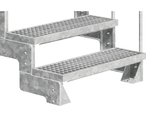 Metalltrappa med två steg och halkfri durkplåt