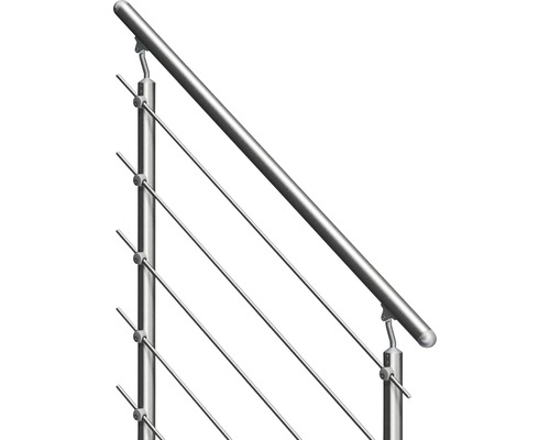 Rostfritt vajerräcke med ledstång och flera vajrar