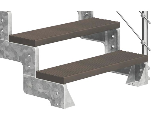 Två trappsteg med stålram och steg