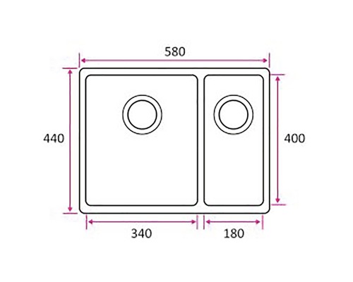 Ritning av en diskho med två hoar och måttangivelser