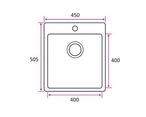 Ritning av en diskho med måttangivelser
