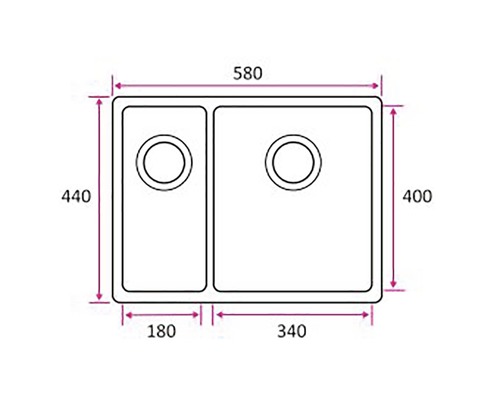 Ritning av diskho med två hoar och mått