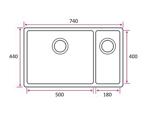 Skiss av en diskho med mått
