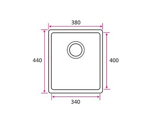 Ritning av en diskho med måttangivelser