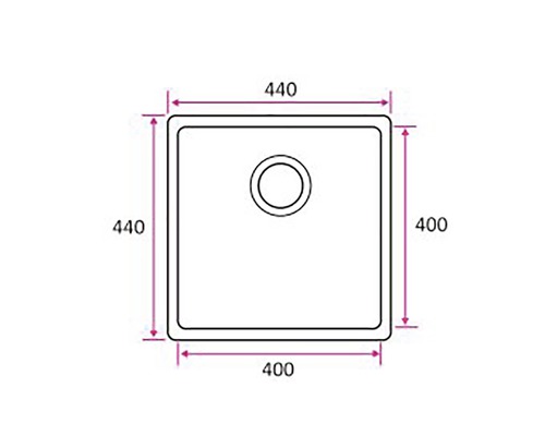 Ritning av en diskho med måtten 440 x 400