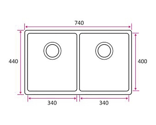 Teknisk ritning av en diskho med två hoar och mått