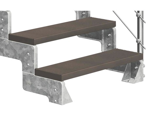 Trappa med två steg och metallstruktur