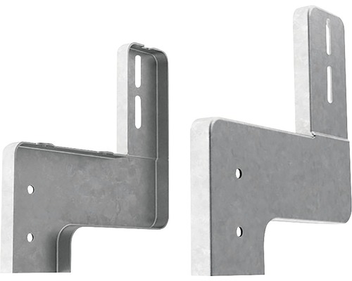 Detaljvy av två metalliska apparathållare med fästhål