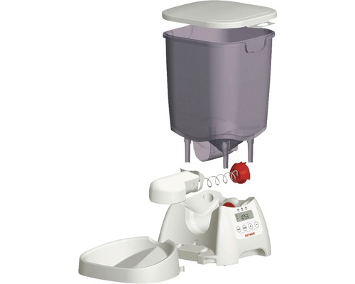 Kattmatare med digital timer i separata delar