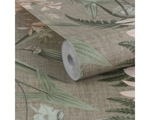 Rulle med blommig tapet med växtmönster