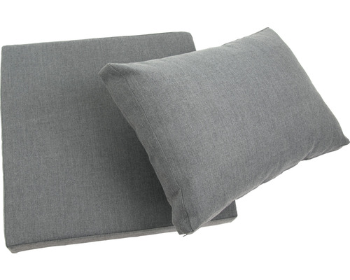 Grå sittdyna och ryggdyna för trädgårdsmöbler