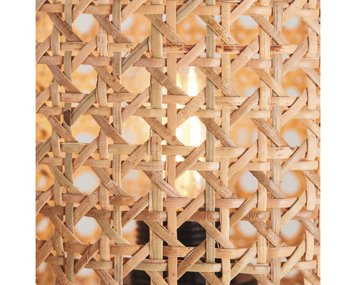 Närbild av en lampskärm i rotting