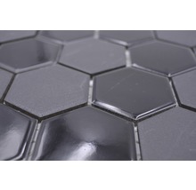 Mosaik keramik Hexagon HX 09059 svart blank 32,5x28,1 cm-thumb-2