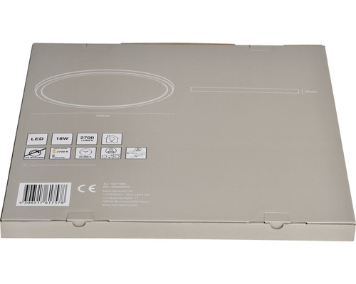 Förpackning för LED-lampa med 18 watt effekt och 2700 lumen ljusflöde