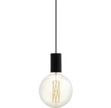 Pendellampa med rund glödlampa och svart upphängning