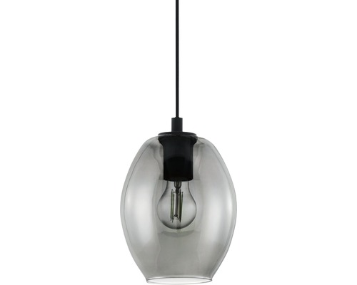 Taklampa EGLO Cadaques 1L oval svart/rök Pendellampa med transparent lampskärm och ljuskälla