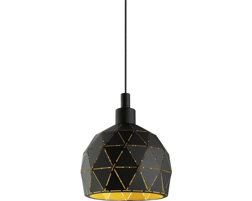 Taklampa EGLO Roccaforte Ø17cm svart/guld Svart hänglampa med geometriska utskärningar för inomhusbruk