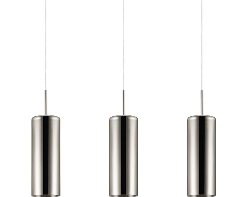 Tre metalliska hänglampor