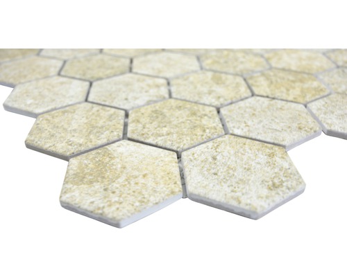 Detalj av hexagonala plattor av stengods