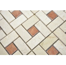 Mosaik natursten beige/röd polerad