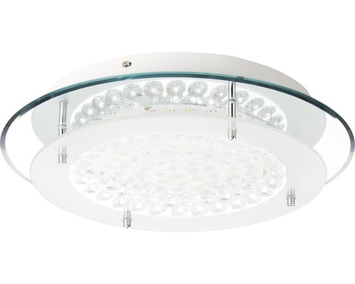 Vit taklampa med glas och kristallelement