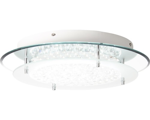 Rund taklampa av glas och metall med LED-teknik