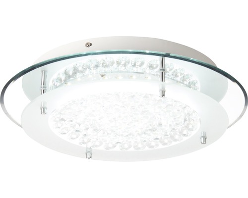 Rund taklampa med kristaller och glaselement