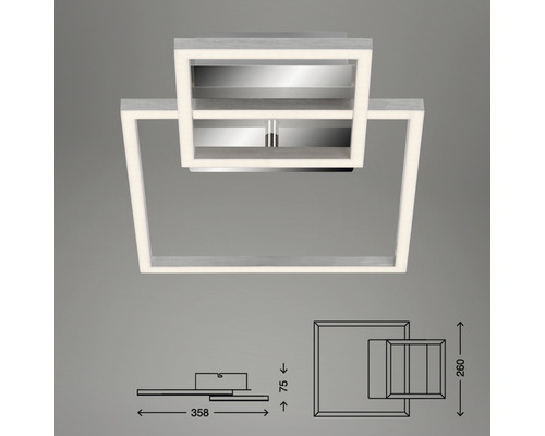 Fyrkantig taklampa med LED-belysning och måttangivelser