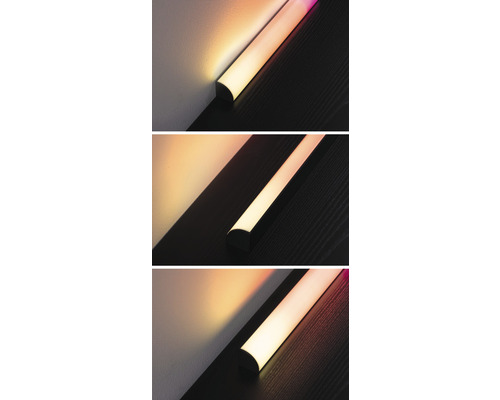 Tre LED-lampor i olika belysningsscenarier.