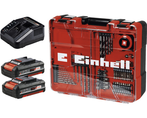 Einhell batteridriven borr-bitsats med laddare och två batterier