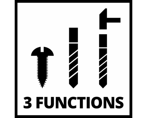 Symbol för tre funktioner: skruva, borra och hamra