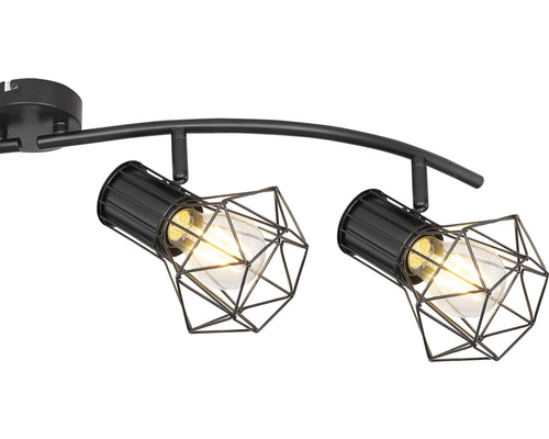 Taklampa med två spotlights och geometrisk lampskärm