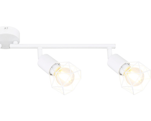 Taklampa med två spotlights med lampskärm