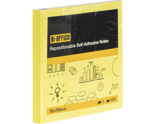 Bi-Office självhäftande anteckningsblock, 76x76 mm, med tryckta symboler