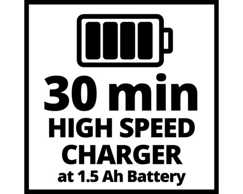 30 minuters höghastighetsladdare vid 1,5 Ah batteri