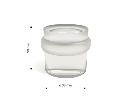 Dörrstopp av transparent plast med en diameter på 38 millimeter och en höjd på 30 millimeter